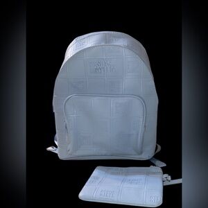 STEVE MADDEN Multiple Compartment BACKPACK & Wallet Pouch Baby Blue LOGO